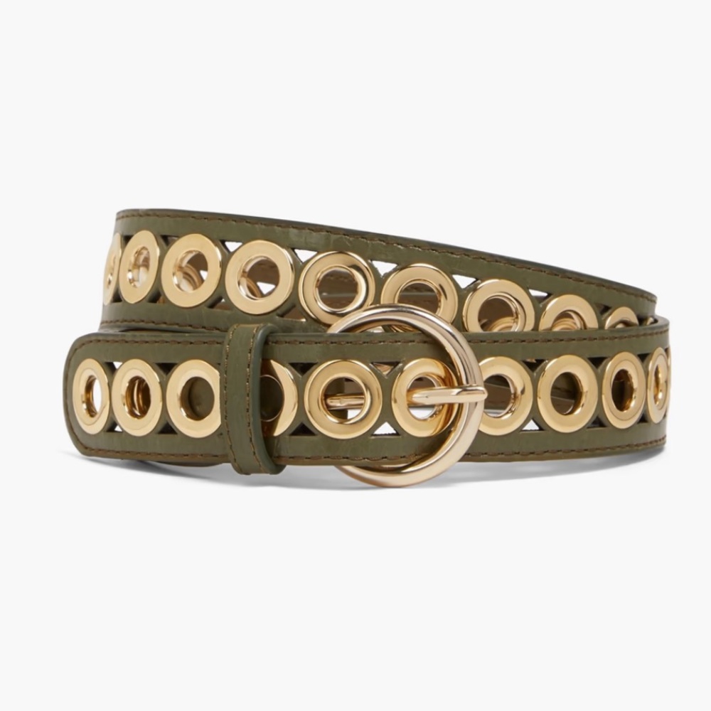 SANDRO laser cut khaki/green belt.